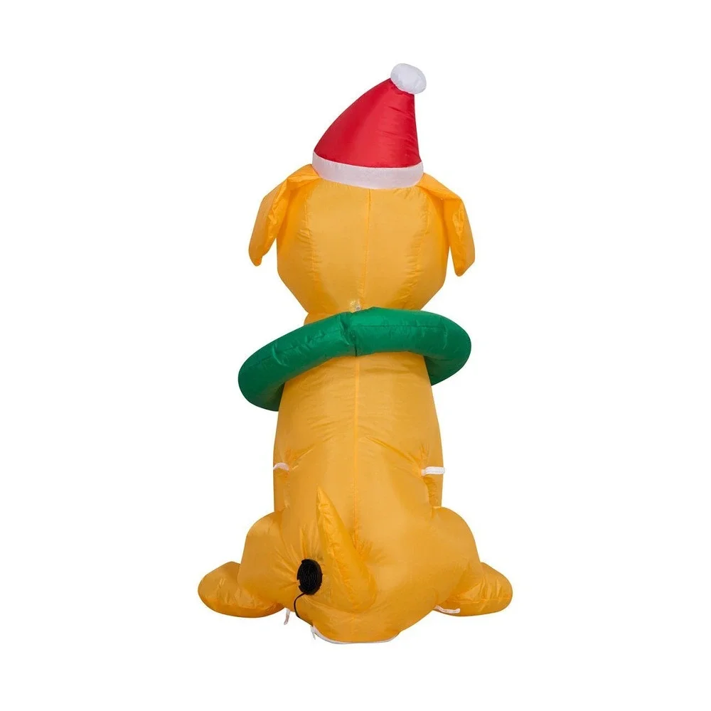4' Foot Dog with Wreath Holiday Christmas Inflatable LED Winter Wonder Lane